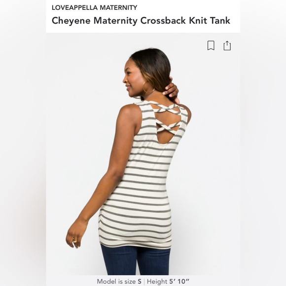 LOVEAPPELLA MATERNITY Cheyene Maternity Crossback Knit Tank | Med. | Blk & White - Picture 3 of 9